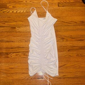 White ruched bodycon dress